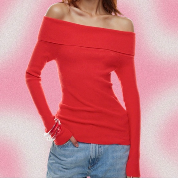 Aritzia Sweaters - Wilfred Nola Off-the-Shoulder Sweater | Red | 2XS